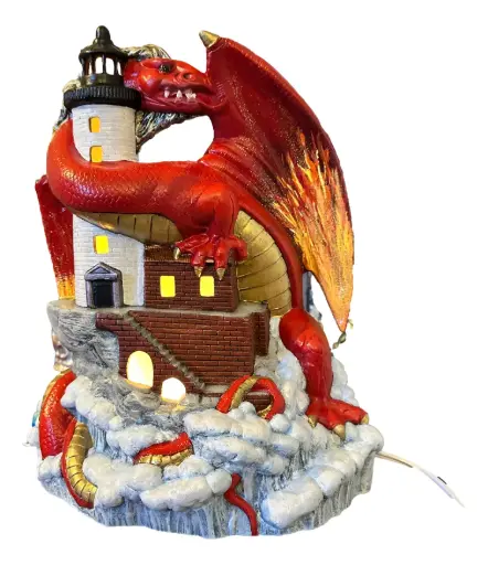 [223072] Large Ceramic Dragon/Castle Lamp