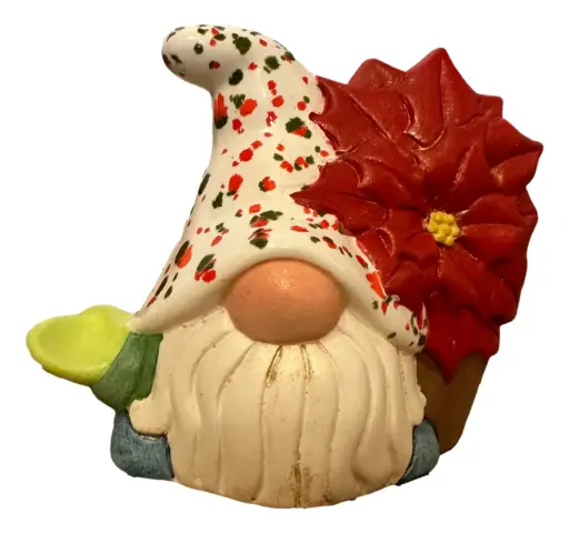 Ceramic Gnome Poinsettia Ornament