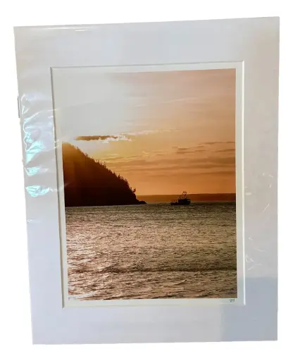 [103006] "Lobster Boat at Sunset" Hand-matted Photograph     11"x14" 