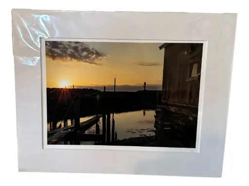 [103010] Gorgeous Fishing Hut Harbour - Hand-matted Photograph 11" x 14"