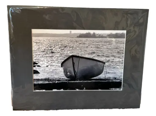 [103012] Beached Dory B&W Hand-matted Photograph 11" x 14"