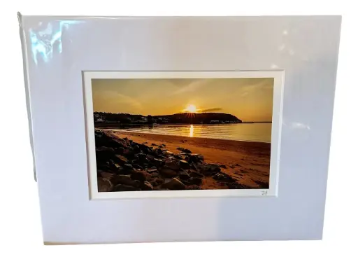 [103014] Rocky Beach Sunset Hand-matted Photograph 8" x 10"