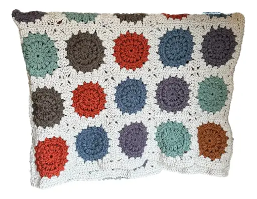[3106] Colourful Granny Square Crochet Afghan - 55" x 40"