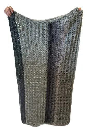 [3107] Grey Stripe Crochet Afghan - 40" x 51"