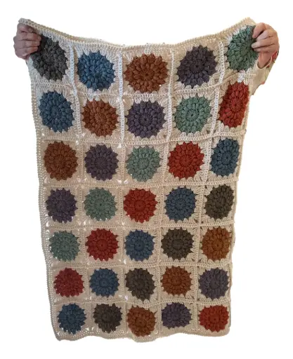 [3109] Colourful Granny Square Crochet Afghan - 52" x 38"