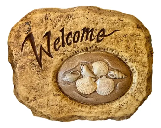 [223084] Ceramic Welcome Stone with Seashells
