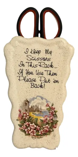 [223098] Ceramic Scissors Holder with Mayflowers