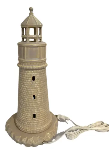 [223099] Ceramic Blue/Grey Lighthouse with Light Base 