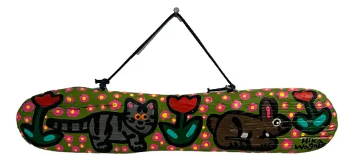 [82306] Prim Hand-painted Driftwood - Cat & Bunny