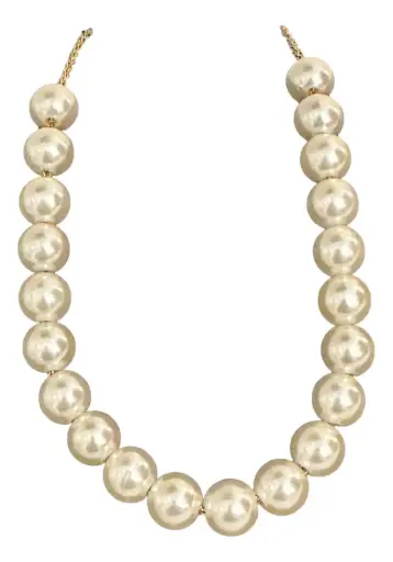 [186] Fine Gold-tone Chain with Sliding Faux-pearls Necklace