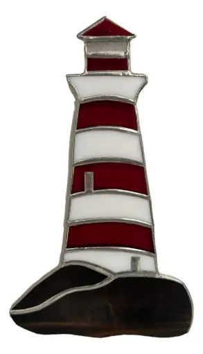 [125041] Brier Island Stained Glass Lighthouse 