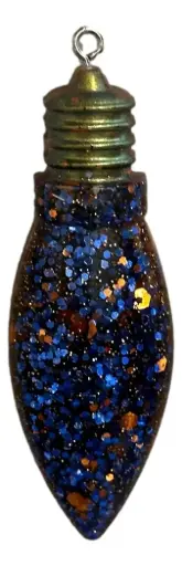 [20234] Light Bulb Resin Tree Ornament - Sparkling Blue & Copper