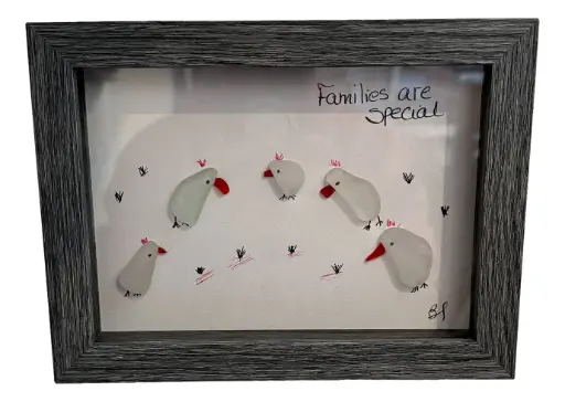 [15602] Framed "Families are Special" Sea Glass Picture
