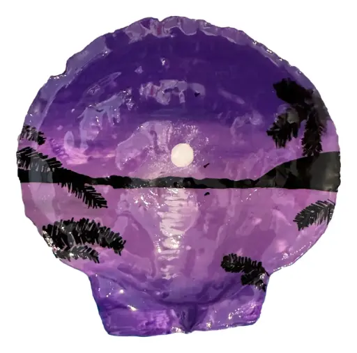 [15609] Hand-painted Scallop Shell - Purple Sky 