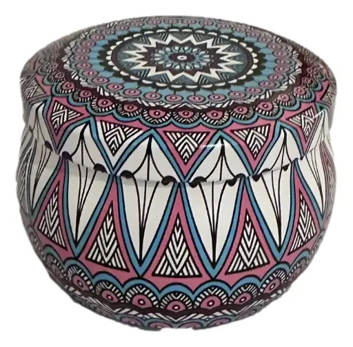 [121902] Soy Candle in a Colourful Tin - Medium - Unscented 