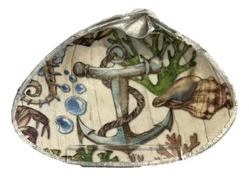 [71309] Decoupaged Clam Shell - Anchor