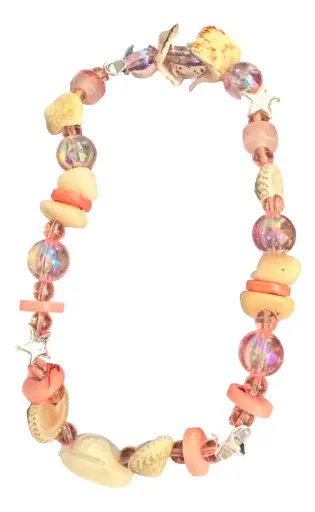 [JD171] Pink Ocean-themed Beaded Ankle Bracelet   