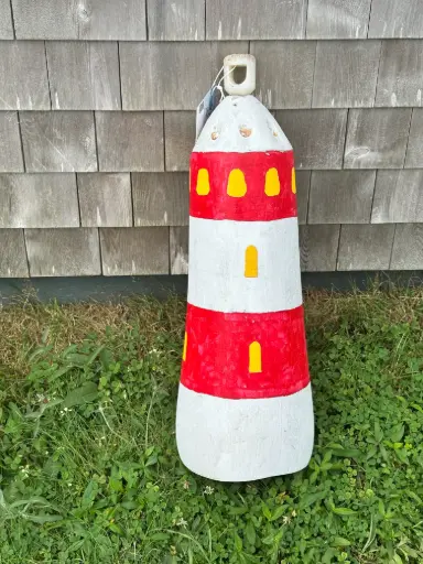[8876] Hand-painted Tall Lighthouse Buoy 