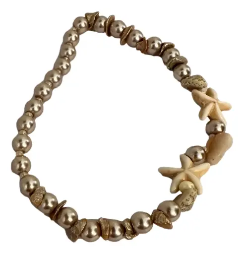 [JD178] Creamy Shell Beaded Ankle Bracelet  