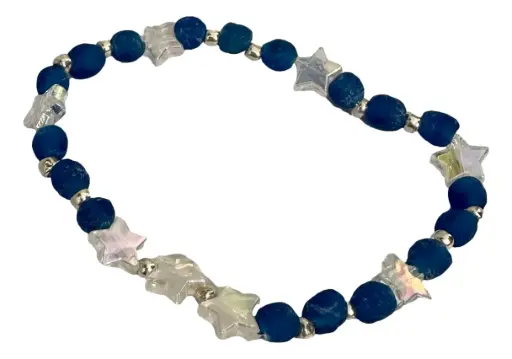 [JD179] Blue & White Shell Beaded Ankle Bracelet   