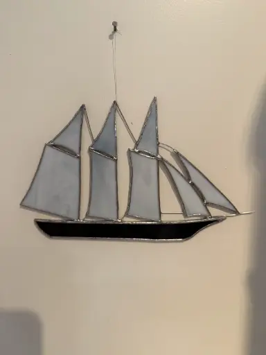 [1913111] Multi-sale Sailing Ship Stained Glass 