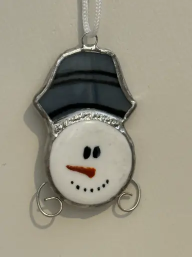 [1913114] Stained Glass Snowman Tree Decoration