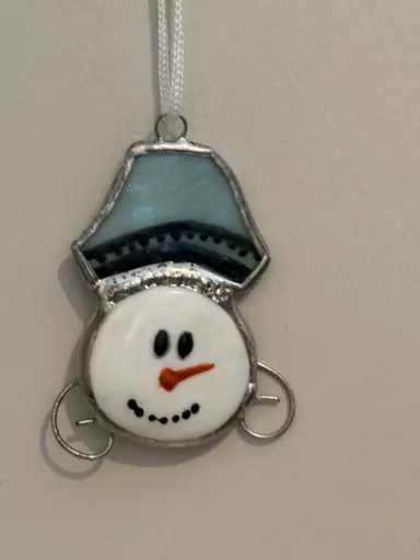 [1913115] Stained Glass Snowman Tree Decoration 