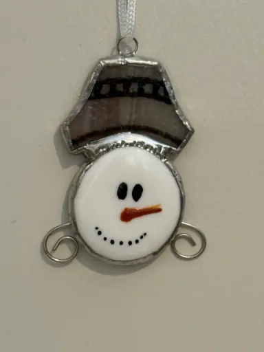 [1913116] Stained Glass Snowman Tree Decoration 