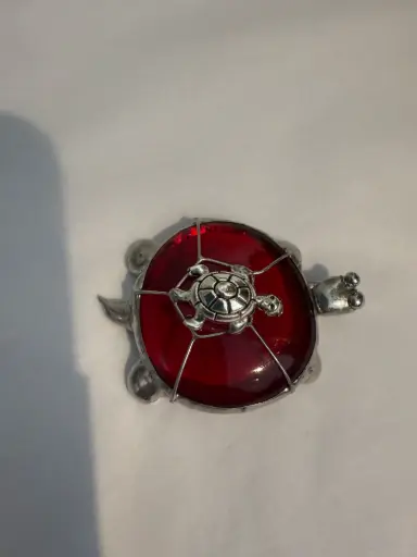 [1913118] Handcrafted Glass & Solder Turtle with Baby