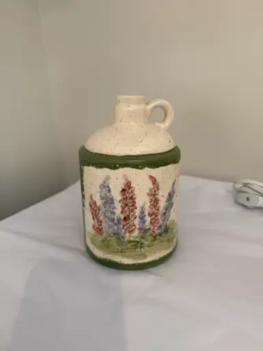 [223082] Ceramic Little Brown Jug w/painted Lupins
